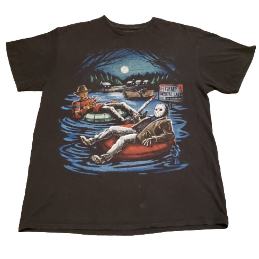 A Nightmare on Elm Street Freddy Jason T-Shirt Tee Black | Men's Large L Horror